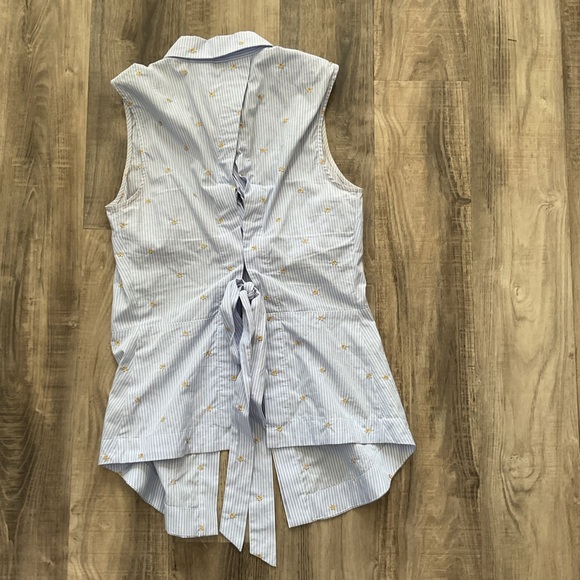 Derek Lam 10 Crosby Striped Lace Up Back Sleeveless Shirt Button Front Size4 - Picture 3 of 5